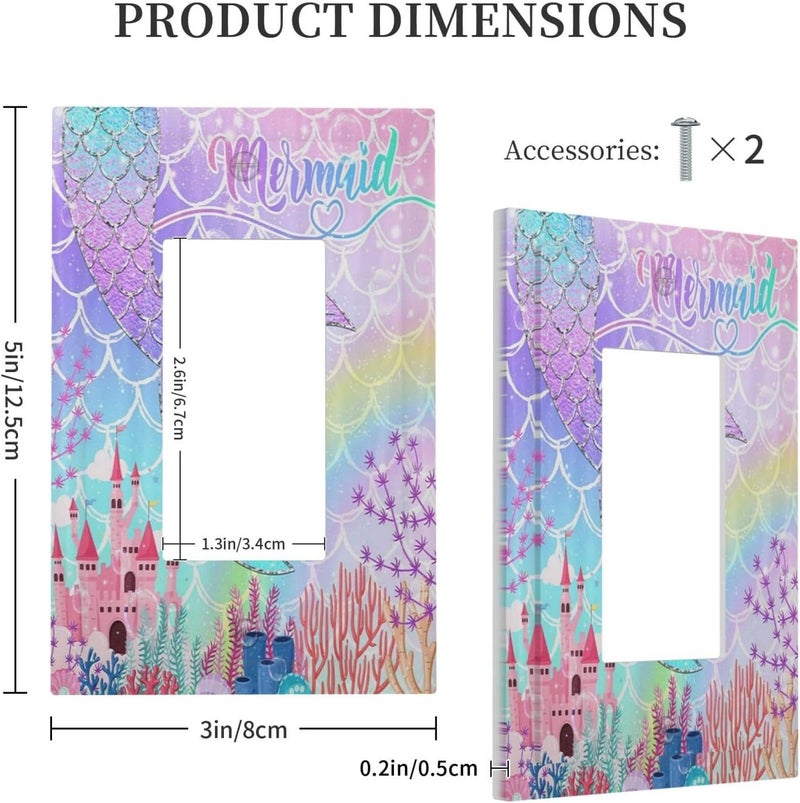 Sghxwp Silvery Glitter Cute Mermaid Tail Fantasy Castle 1 Gang Rocker Light Switch Covers Single Decora Outlet Wall Plate Decorative Switchplate Faceplate GFCI for Kidroom Nursery Bedroom Kitchen Decor - Image 5